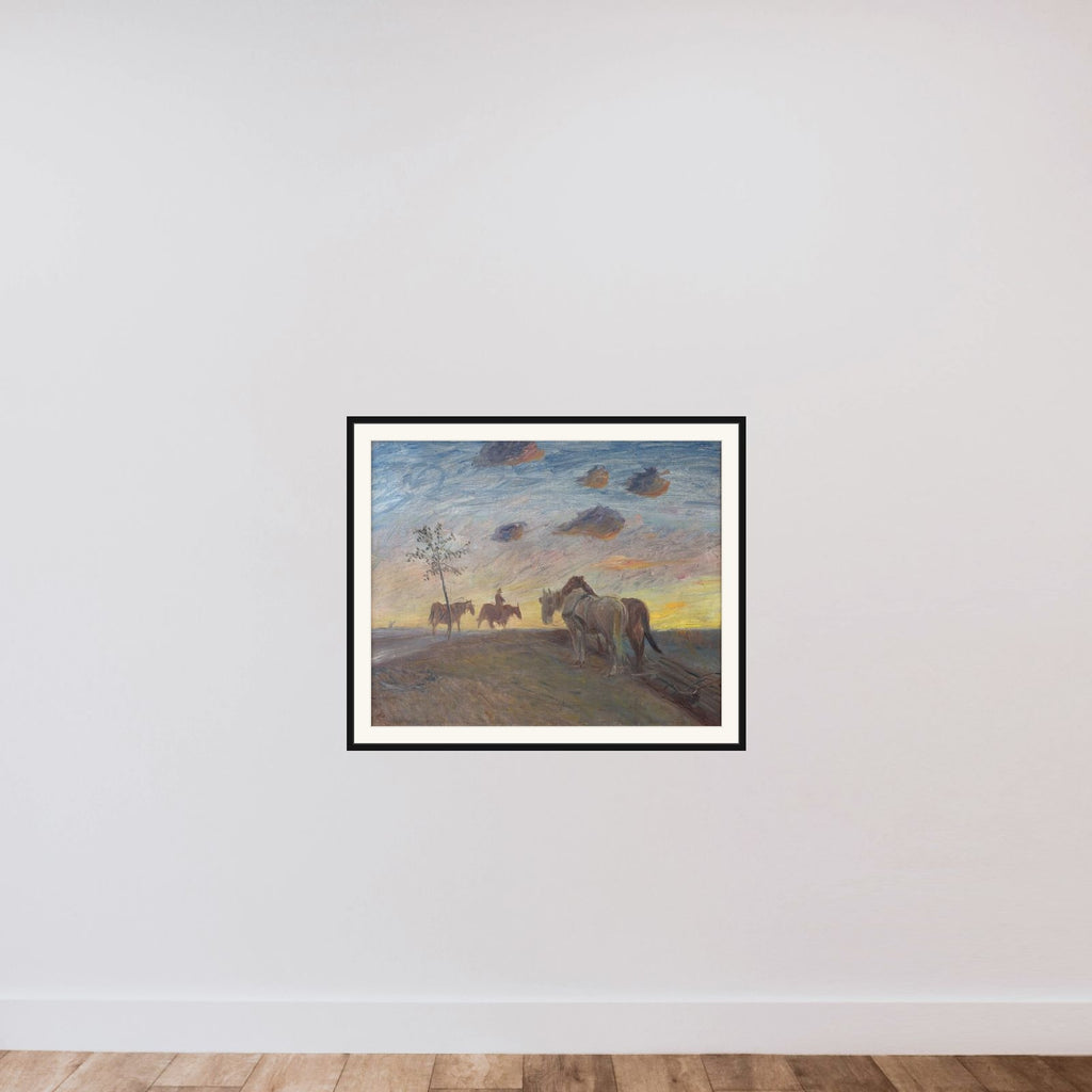 Aftenlandskab framed — shown to scale