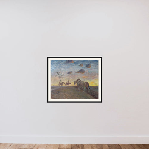 Aftenlandskab framed — shown to scale