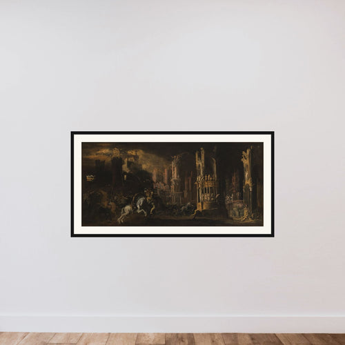 Arkitekturfantasi med Saulus' (Paulus') omvendelse framed — shown to scale