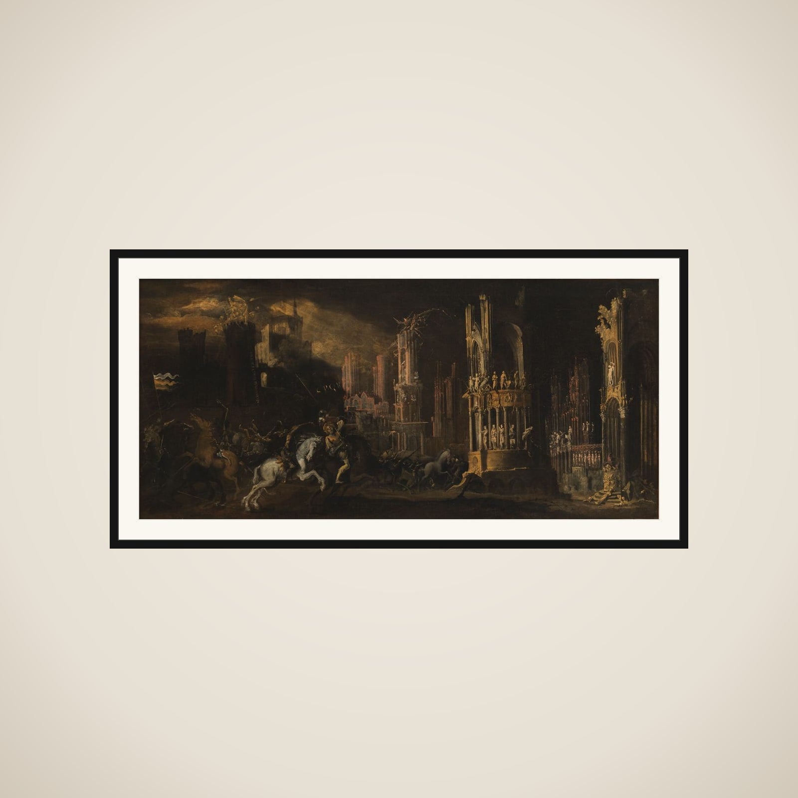 Arkitekturfantasi med Saulus' (Paulus') omvendelse framed