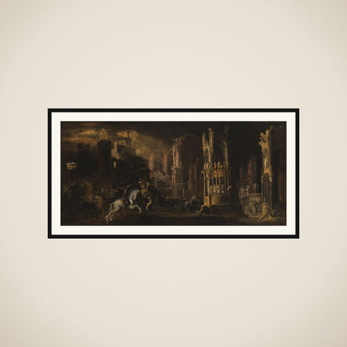 Arkitekturfantasi med Saulus' (Paulus') omvendelse framed