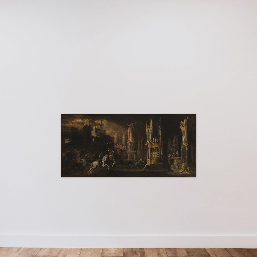 Arkitekturfantasi med Saulus' (Paulus') omvendelse unframed — shown to scale