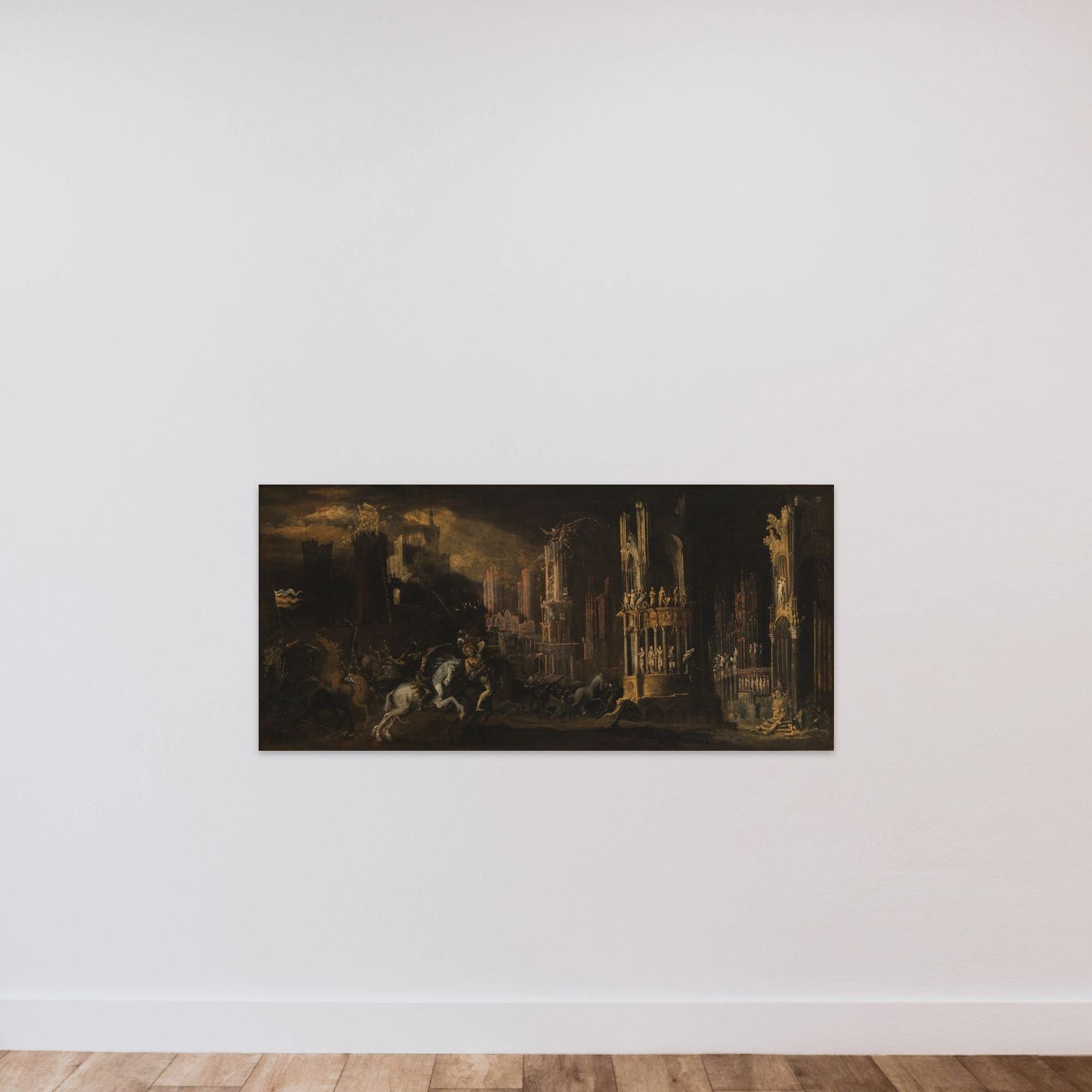 Arkitekturfantasi med Saulus' (Paulus') omvendelse unframed — shown to scale
