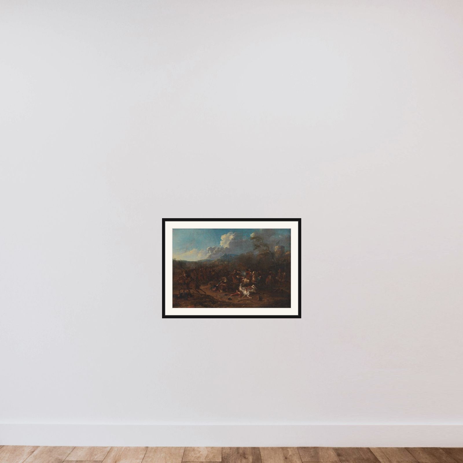 Rytterbatalje ved en fæstning framed — shown to scale