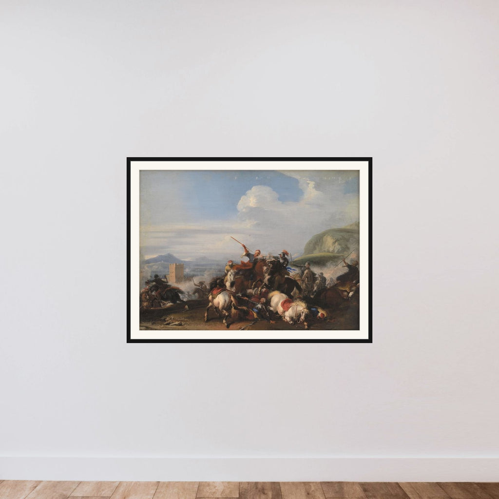 Bataille med tyrkisk cavalleri framed — shown to scale