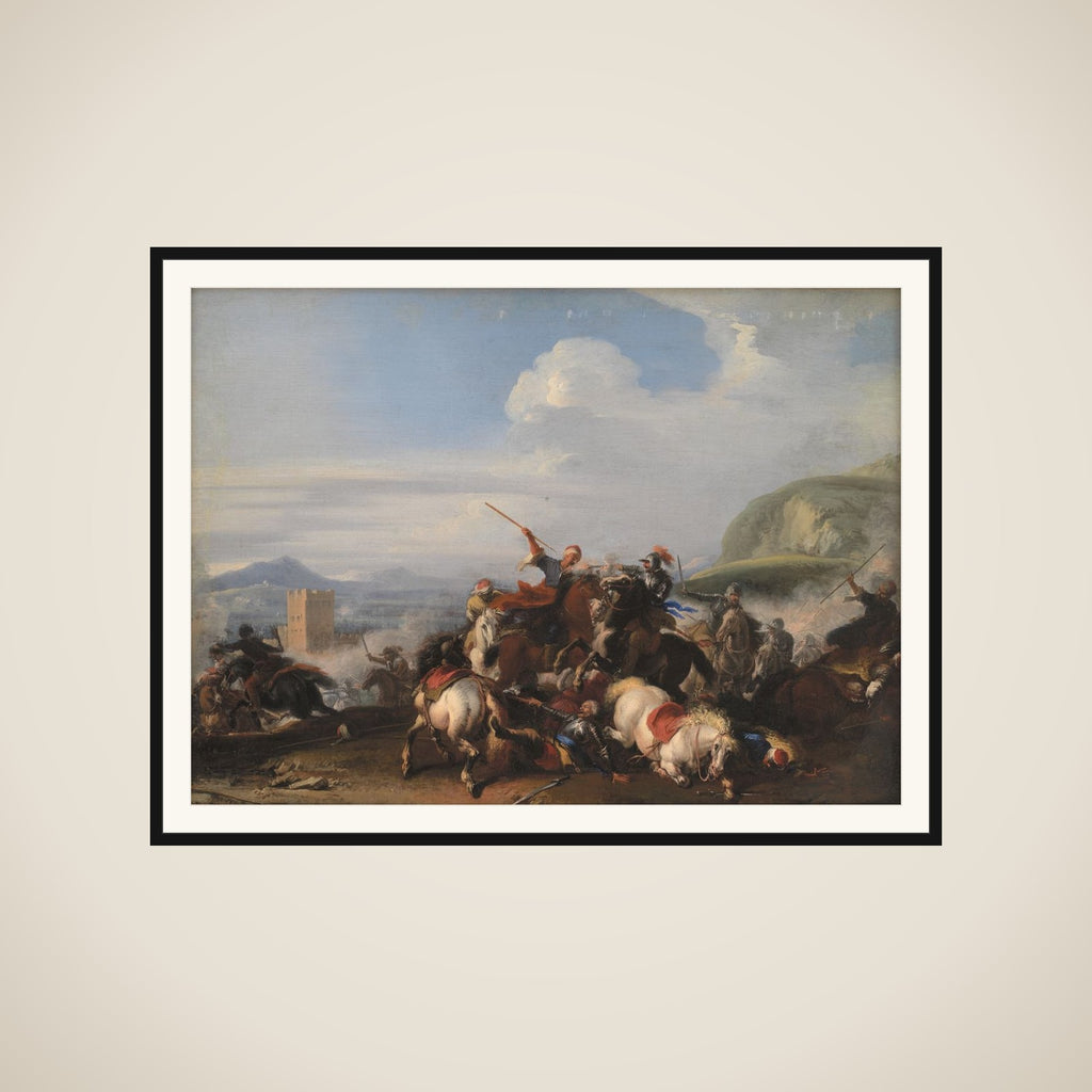 Bataille med tyrkisk cavalleri framed