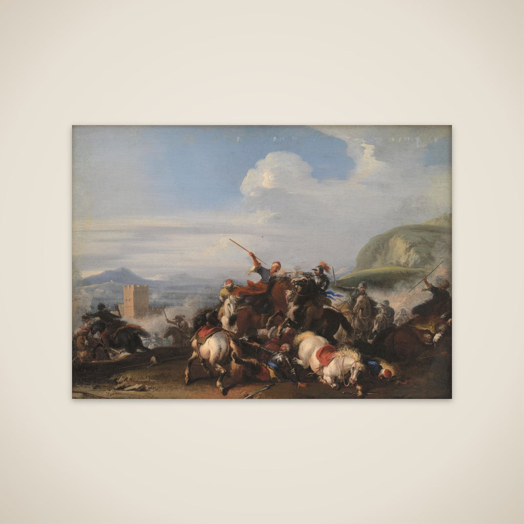 Bataille med tyrkisk cavalleri unframed print