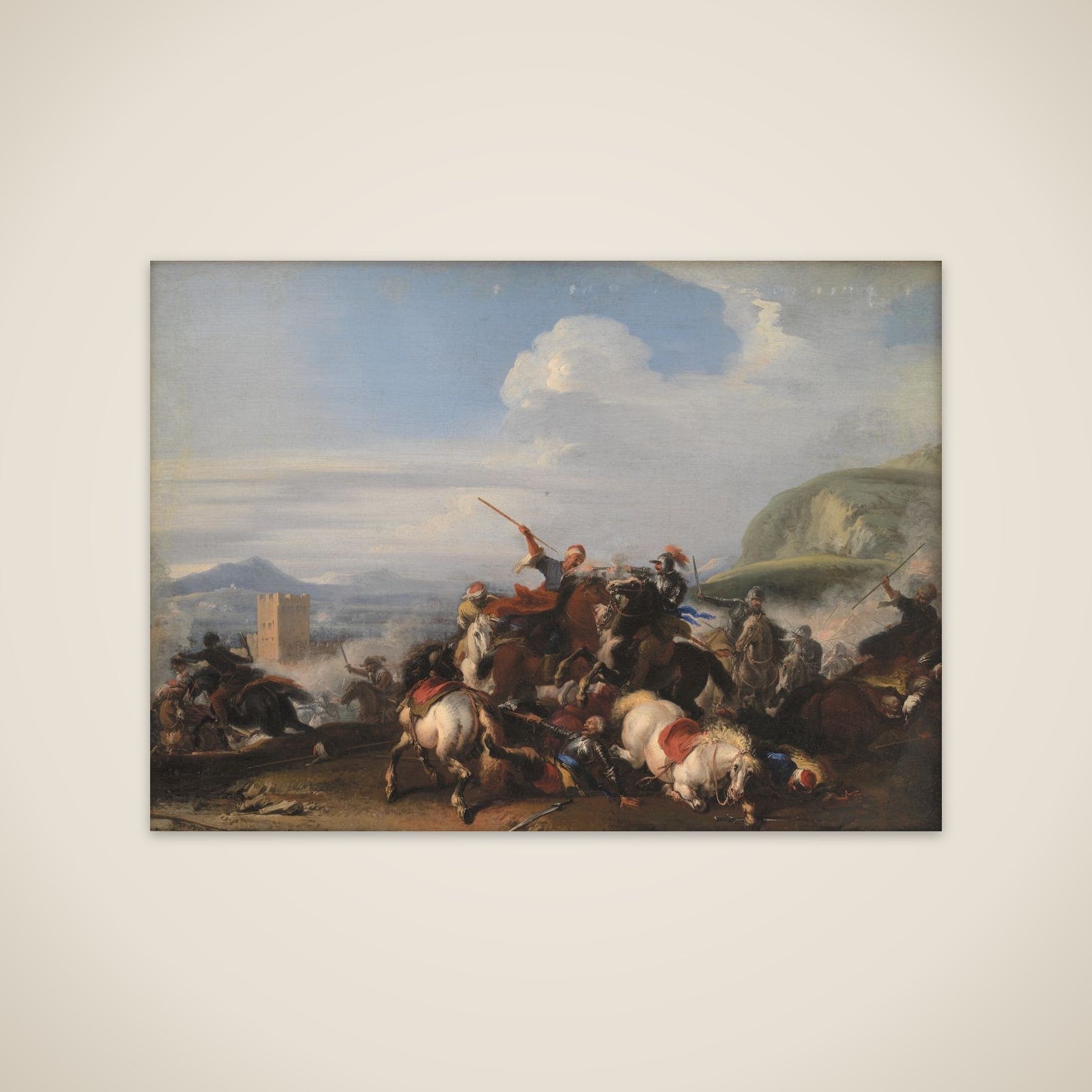 Bataille med tyrkisk cavalleri unframed print