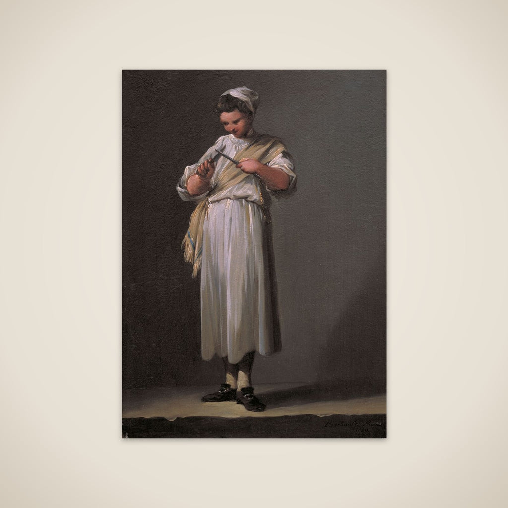 Romersk kokkedreng, der sliber en kniv unframed print