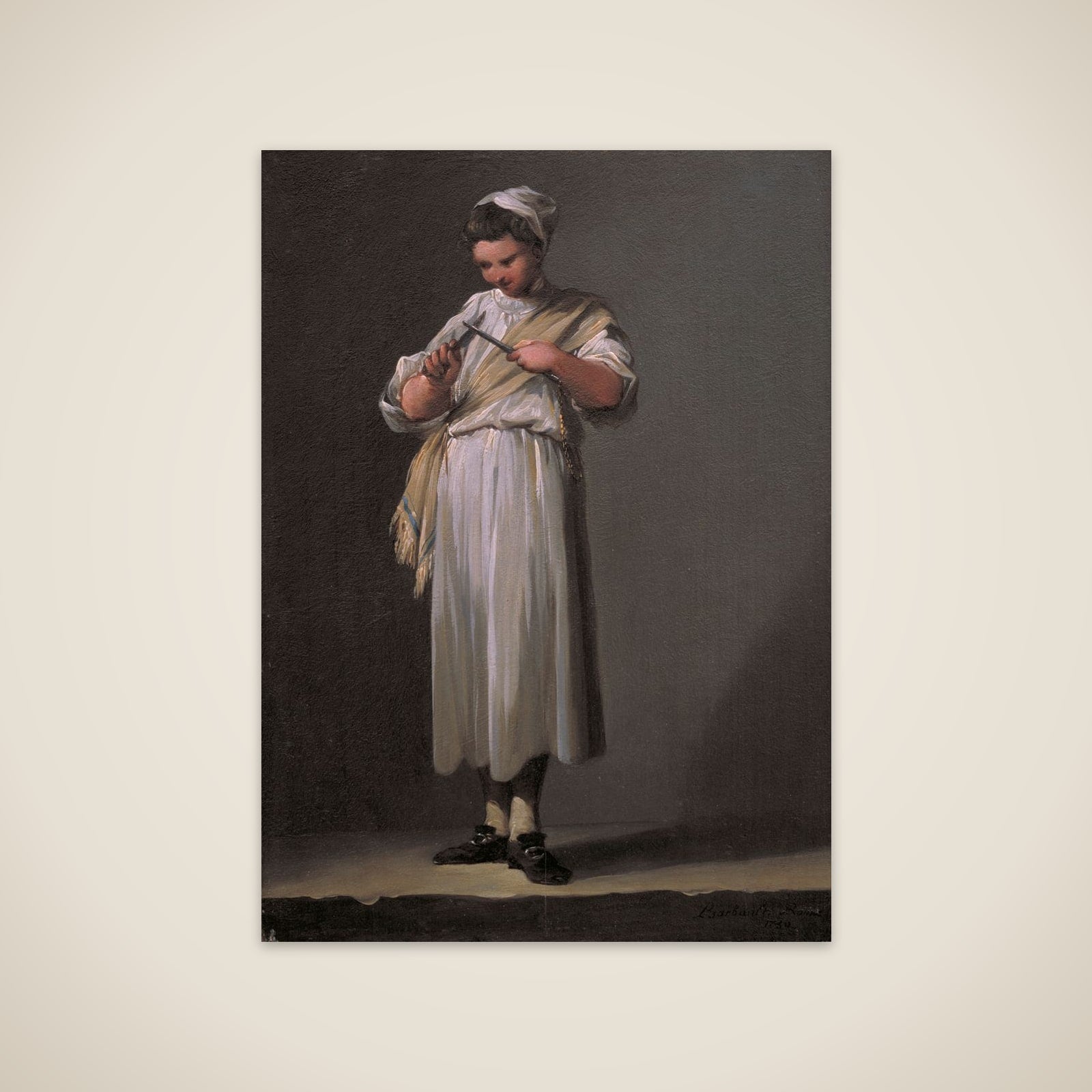 Romersk kokkedreng, der sliber en kniv unframed print