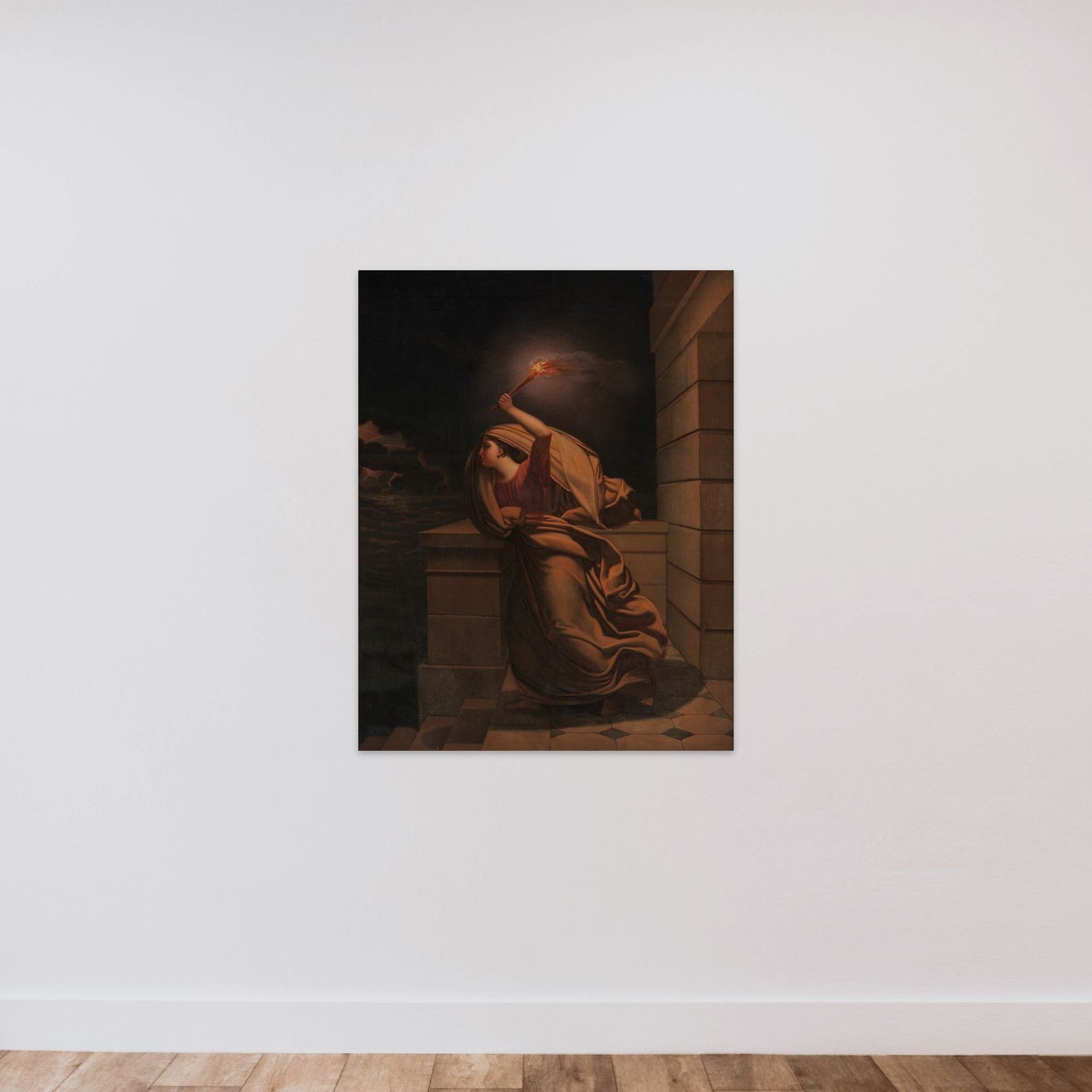 Hero ventende Leander unframed — shown to scale