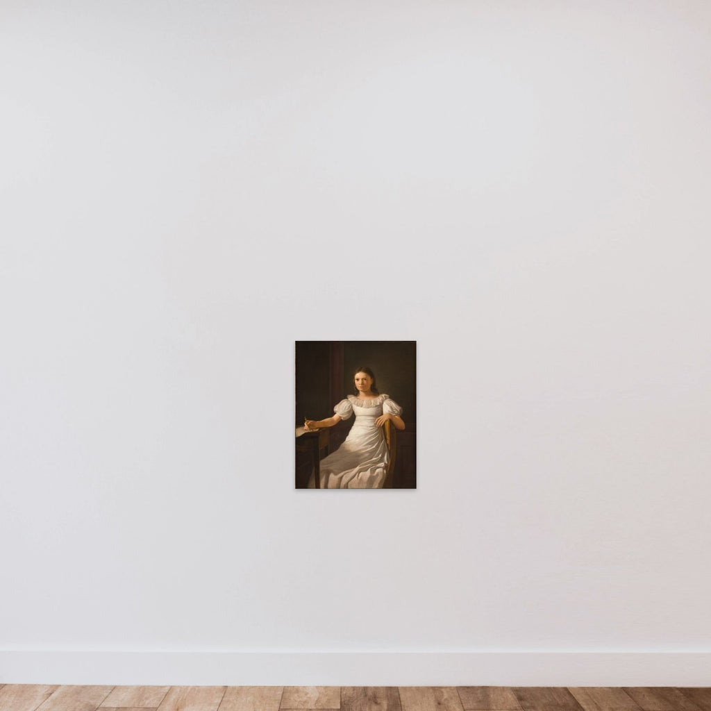 Kunstnerens søster Alvilde unframed — shown to scale