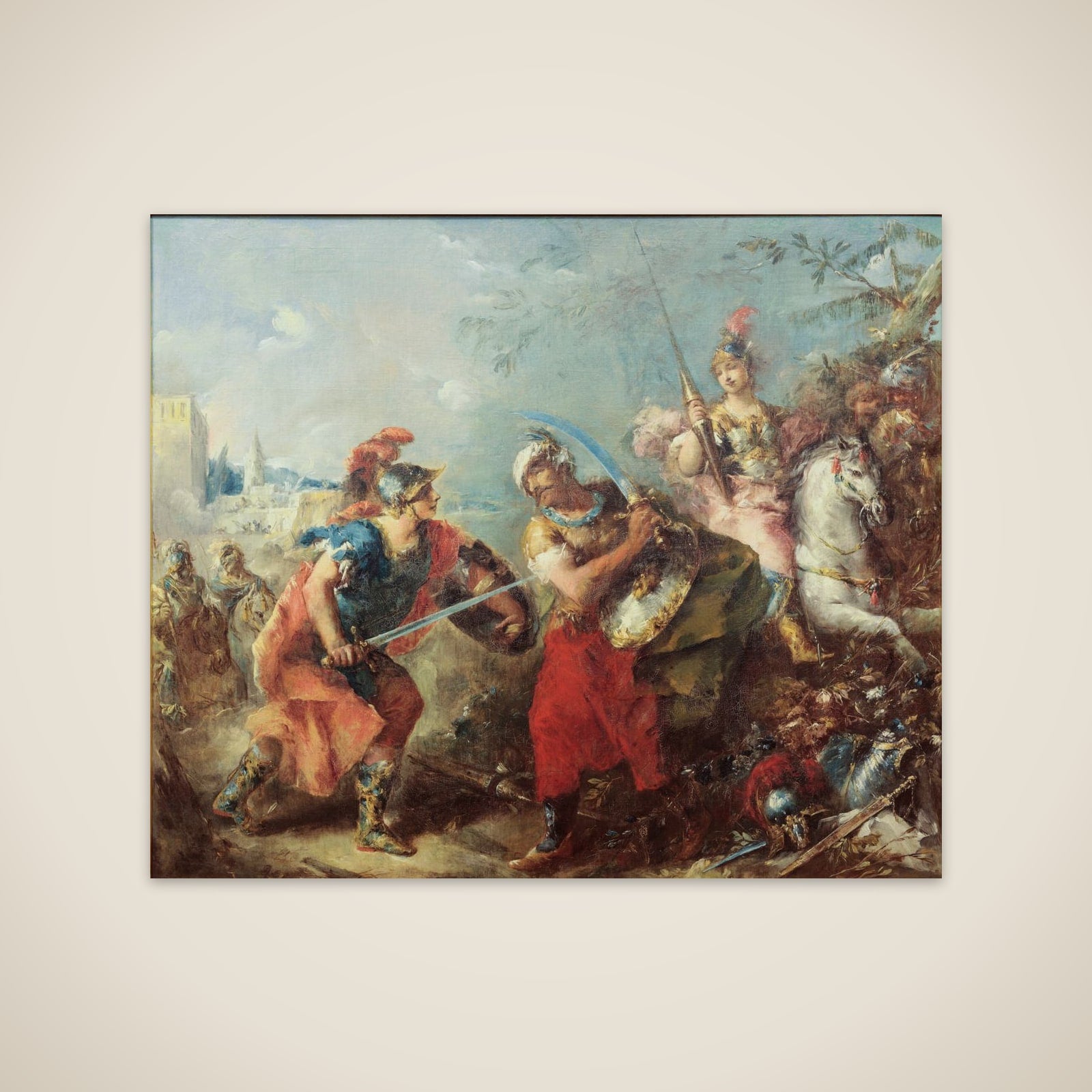 Kampen mellem Tancred og Argante med Clorinda i baggrunden unframed print