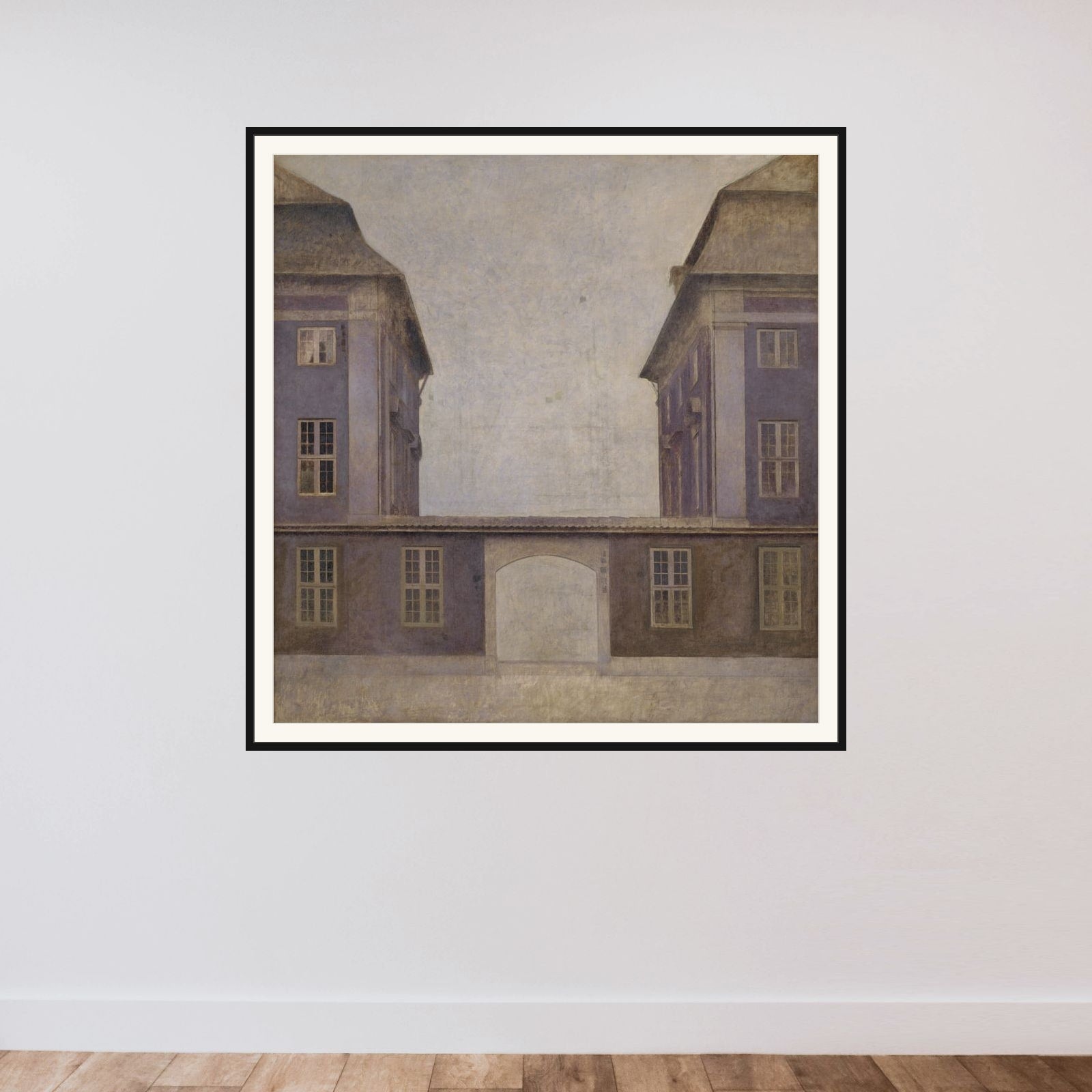 Asiatisk Compagnis bygninger, set fra St. Annæ Gade på Christianshavn, København framed — shown to scale