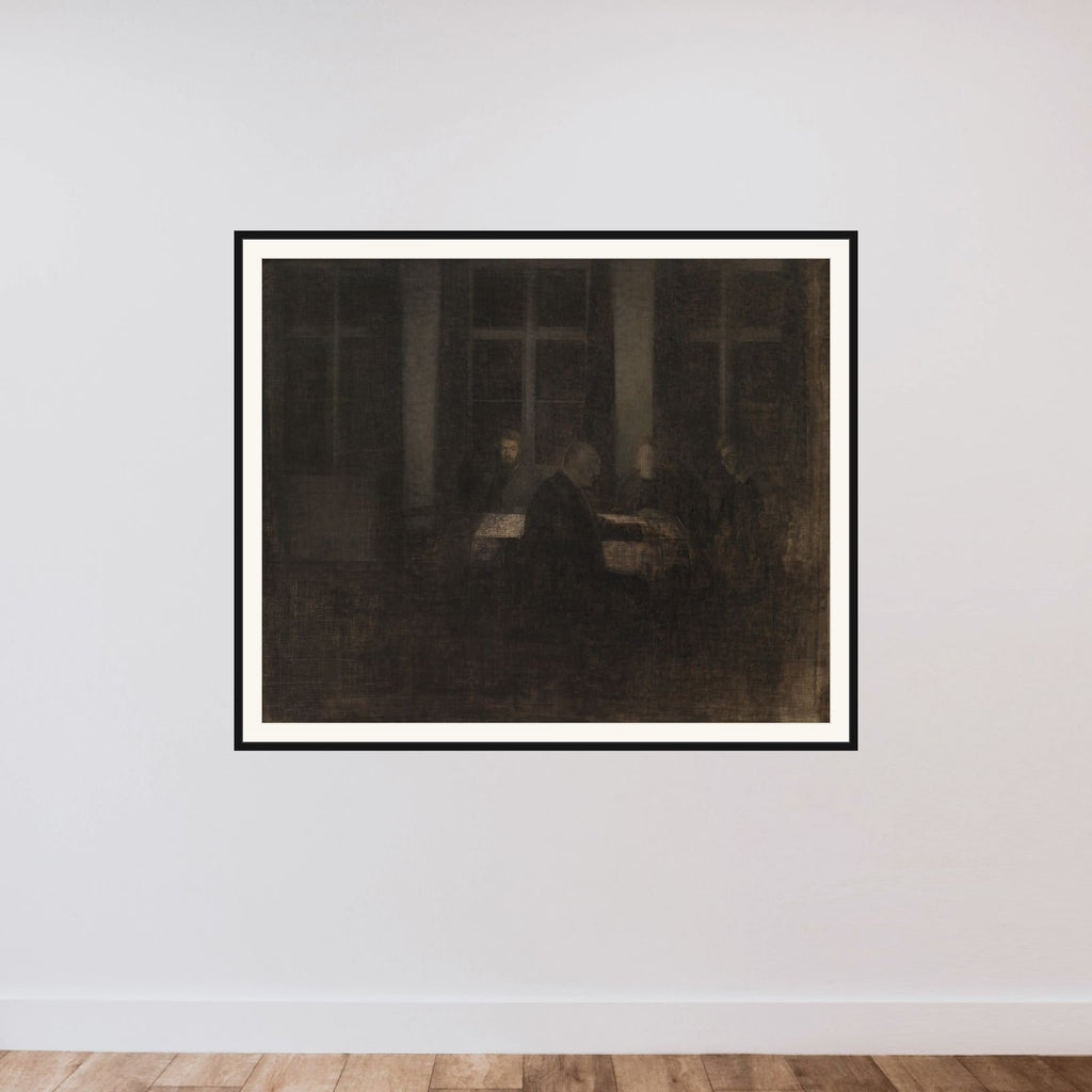 Aften i stuen framed — shown to scale