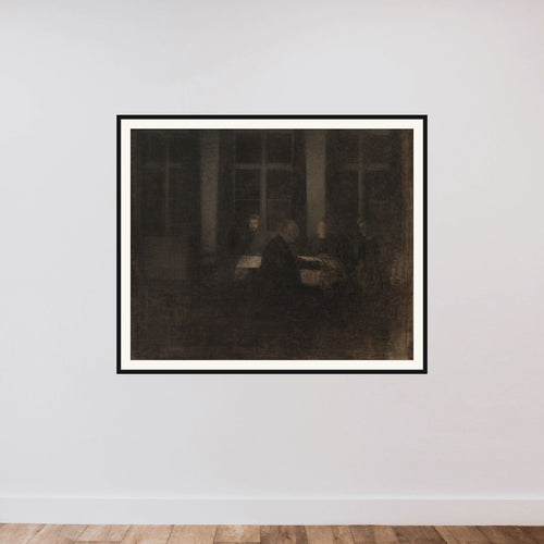 Aften i stuen framed — shown to scale