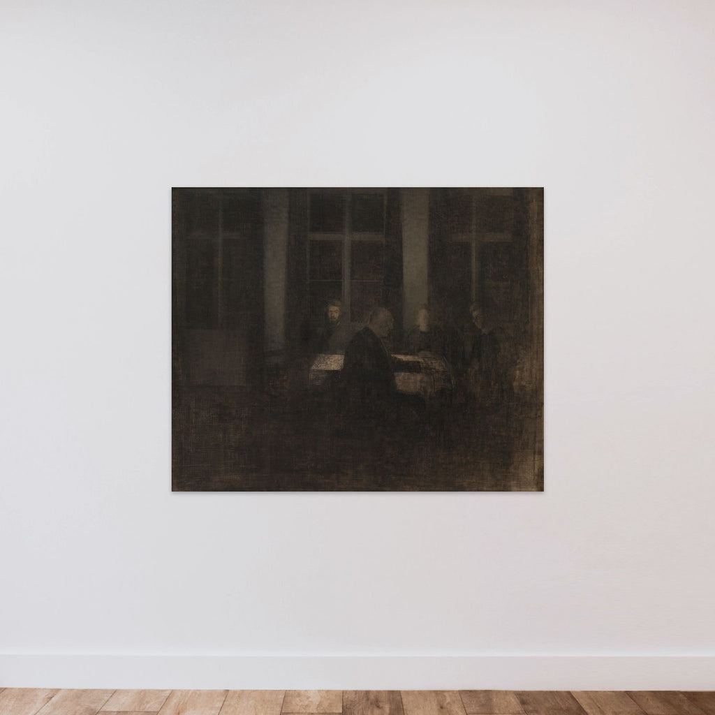 Aften i stuen unframed — shown to scale