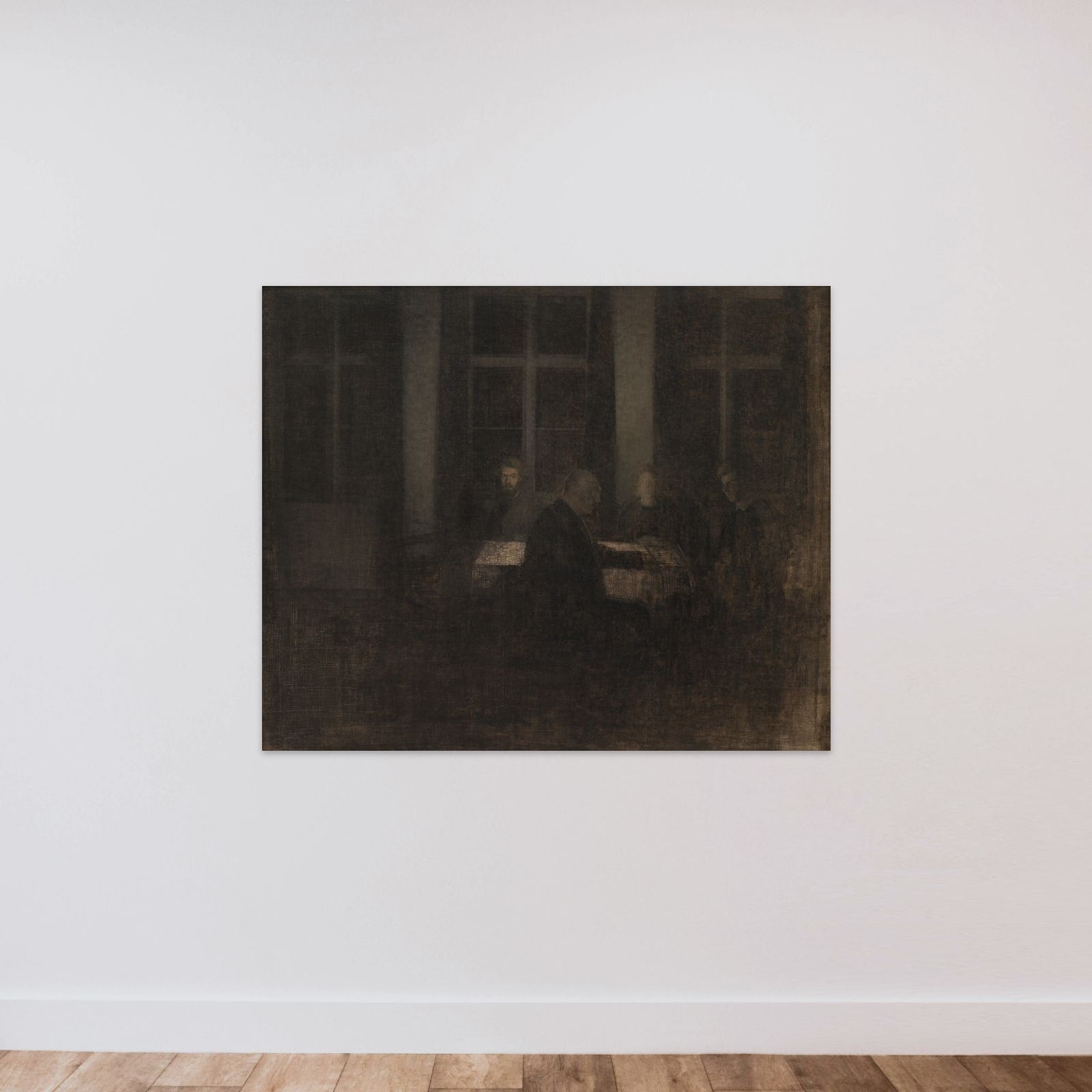 Aften i stuen unframed — shown to scale