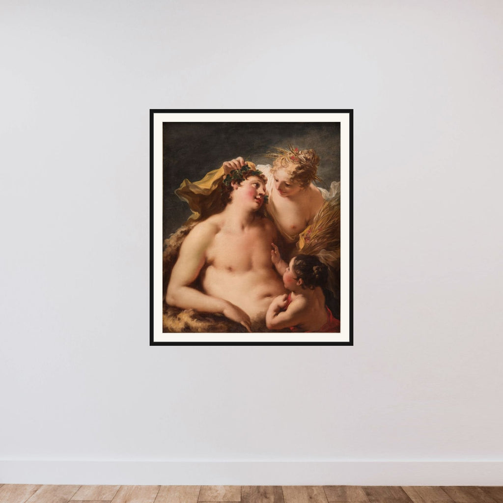 Ceres, Bacchus og Amor framed — shown to scale