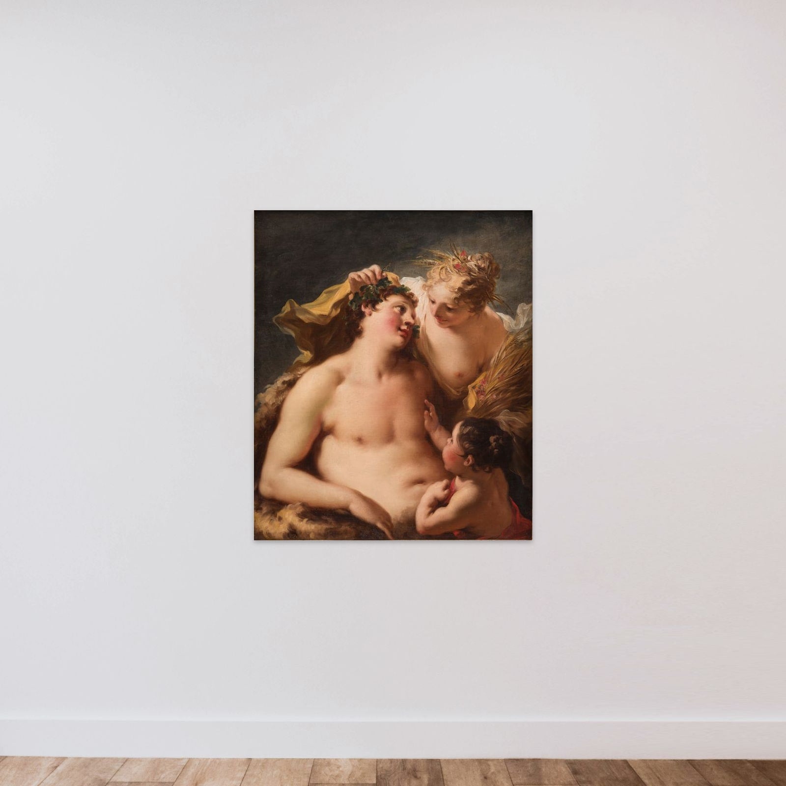 Ceres, Bacchus og Amor unframed — shown to scale