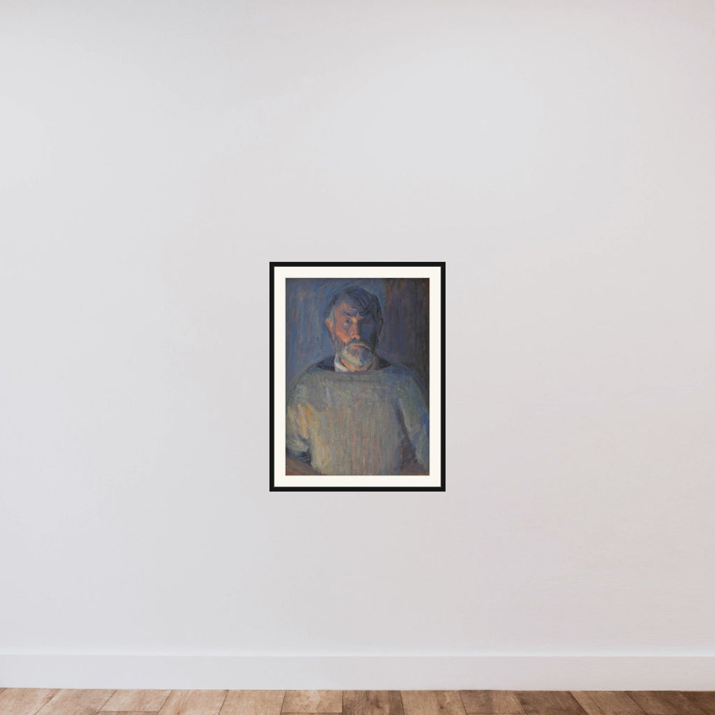 Selvportræt. Lampelys framed — shown to scale