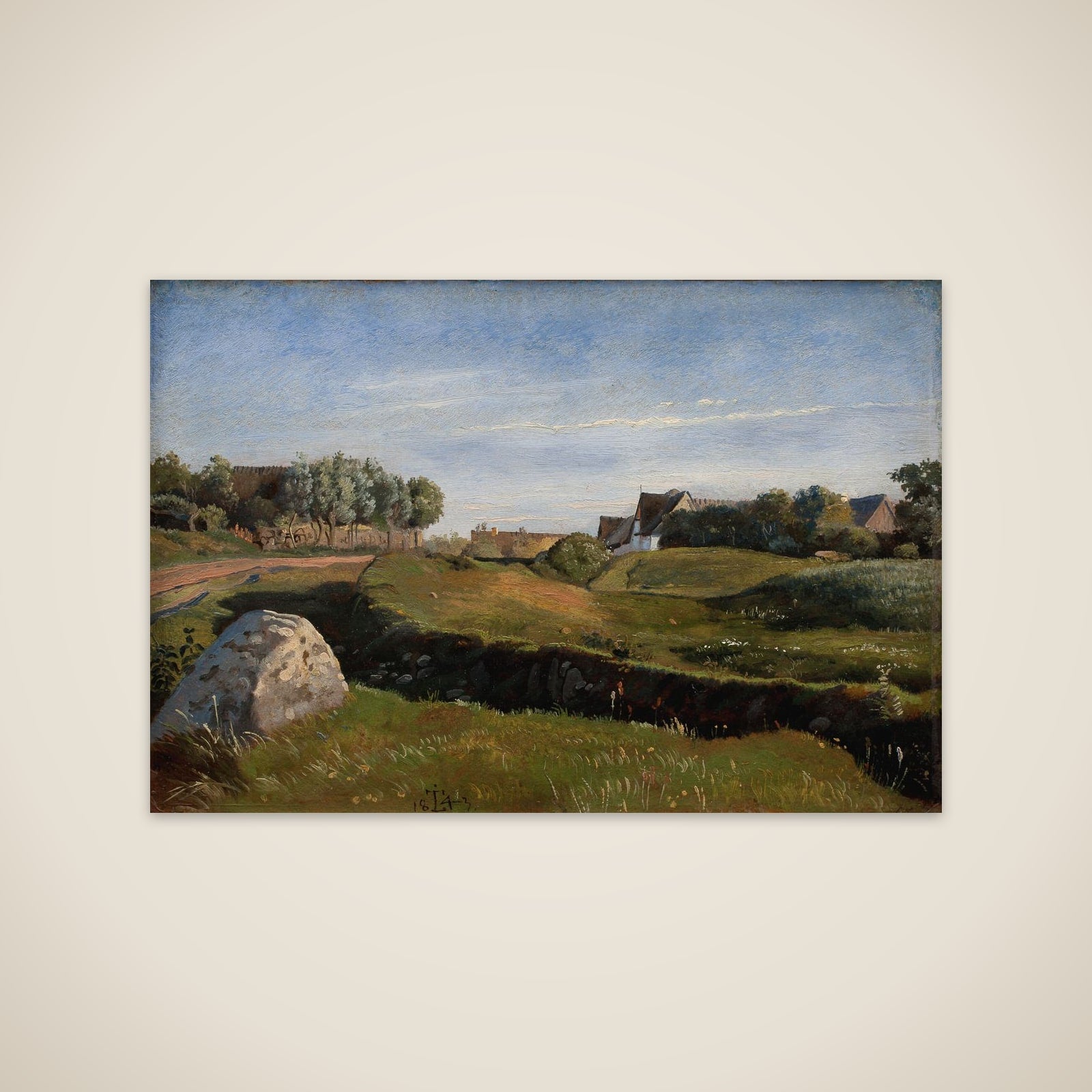Landskab med Vejby set fra nord. Eftermiddagsbelysning unframed print