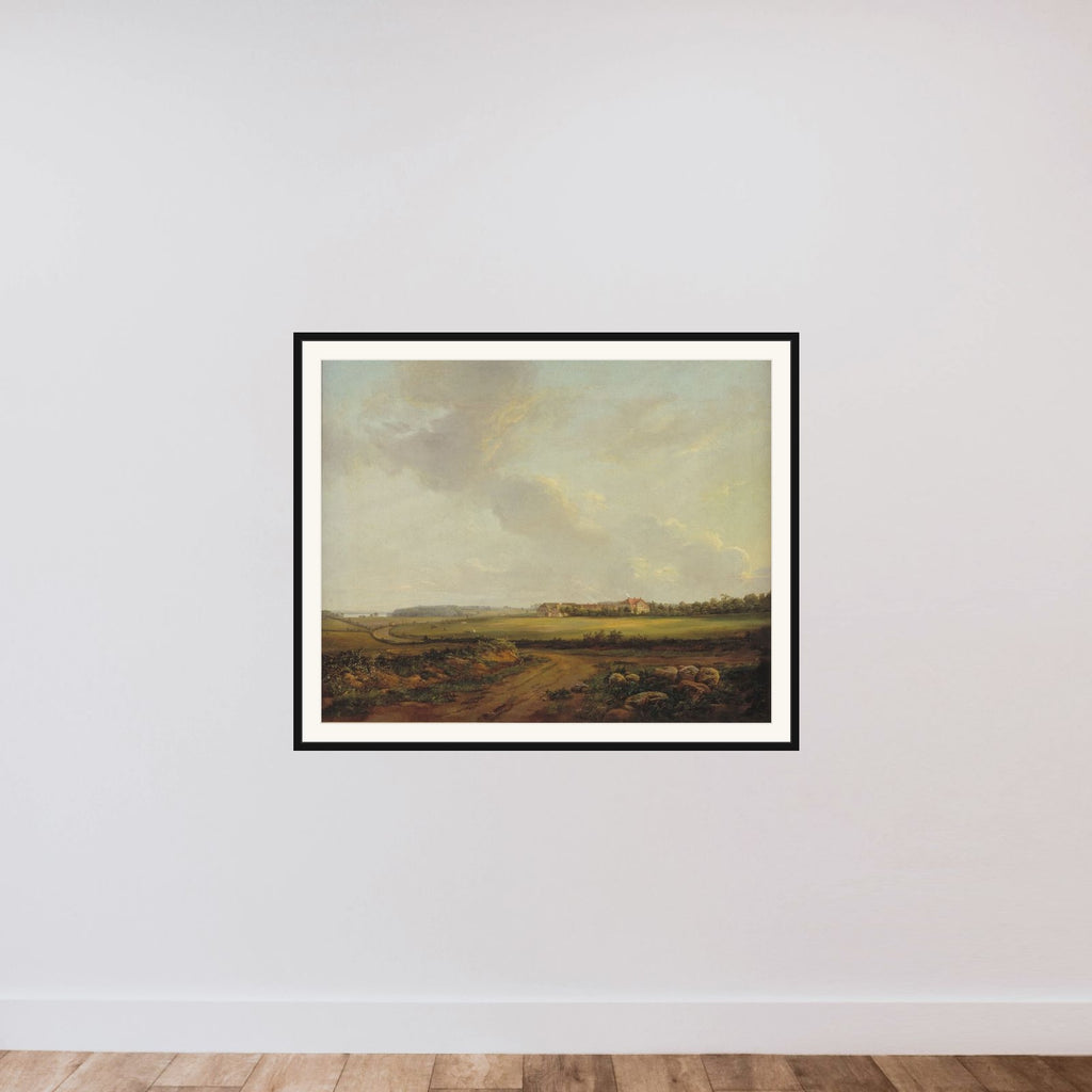 Udsigt mod Engelholm ved Præstø framed — shown to scale