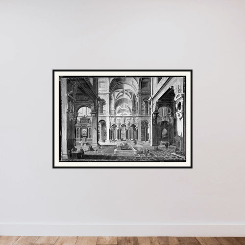Det indre af en kirke framed — shown to scale