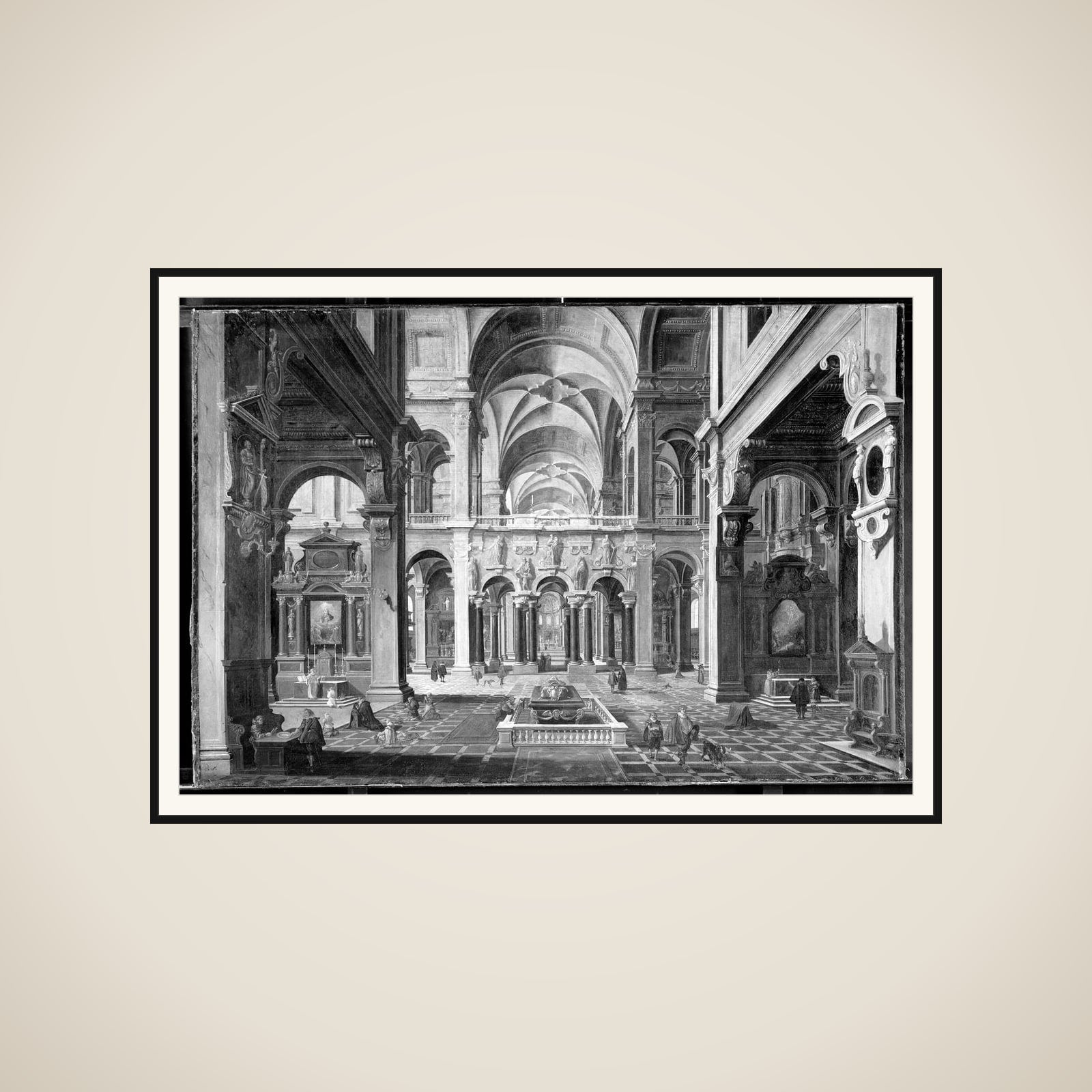 Det indre af en kirke framed