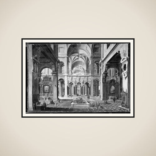 Det indre af en kirke framed