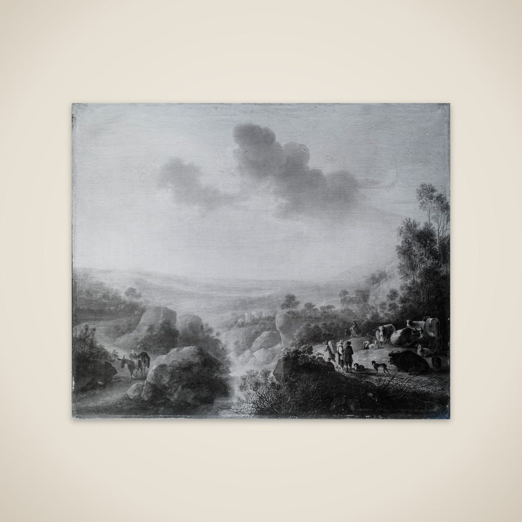 Landskab med kvæg ved bæk unframed print