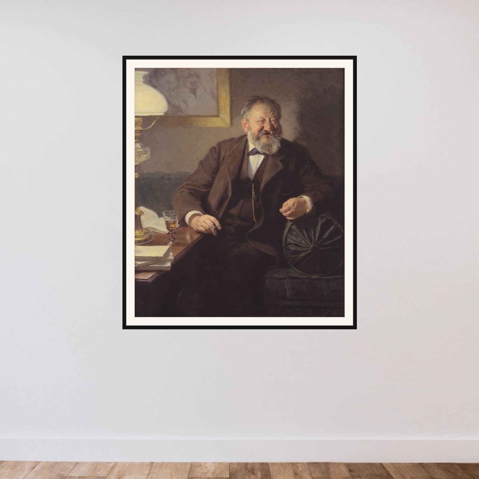Portræt af Sophus Schandorph framed — shown to scale