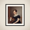 Dame med strikketøj. En af kunstnerens søstre (?) framed