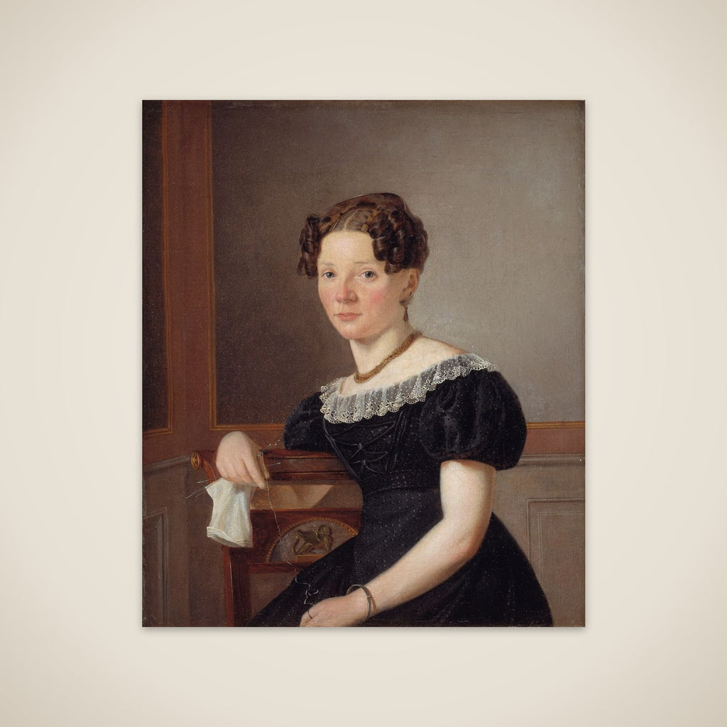 Dame med strikketøj. En af kunstnerens søstre (?) unframed print