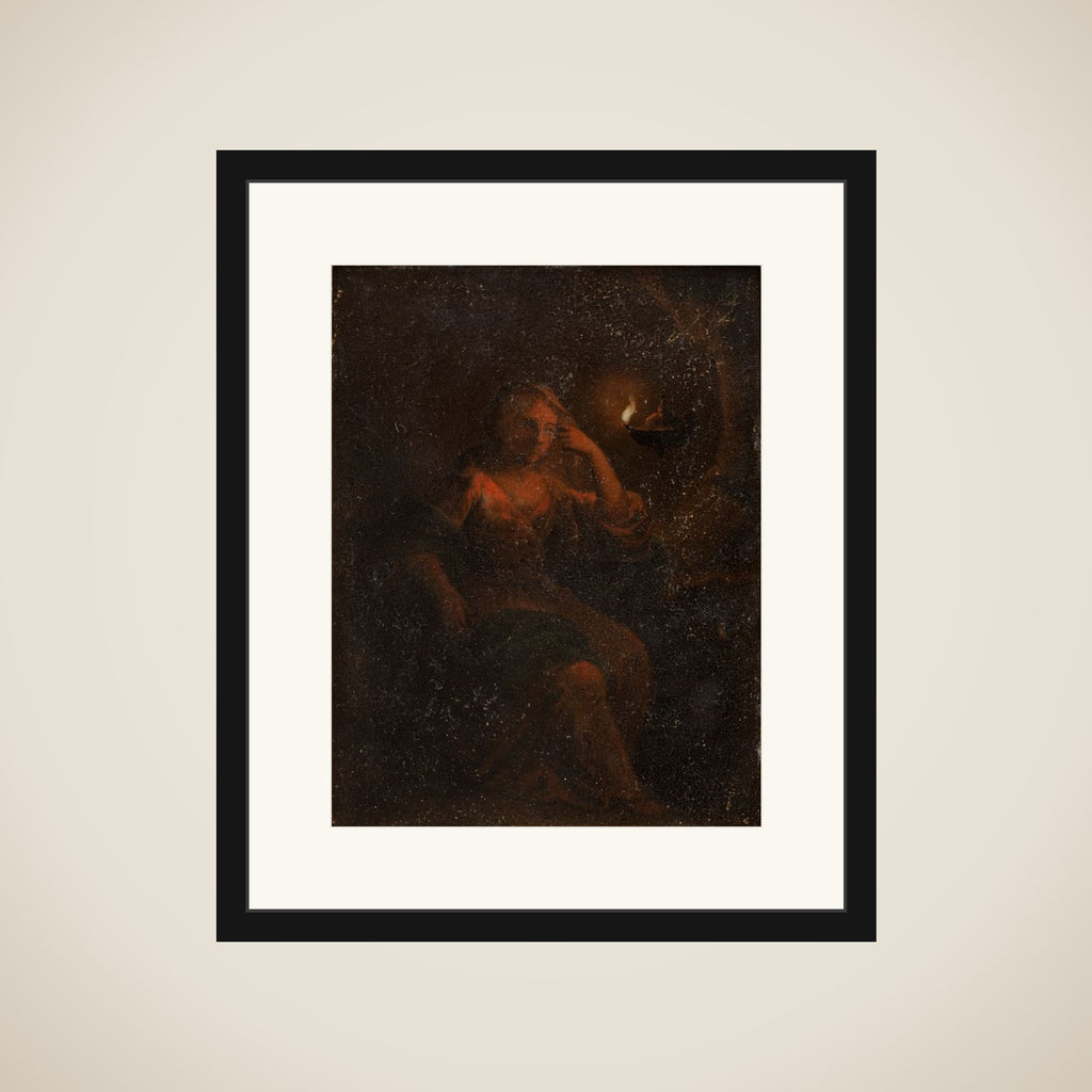 Siddende kvindefigur framed