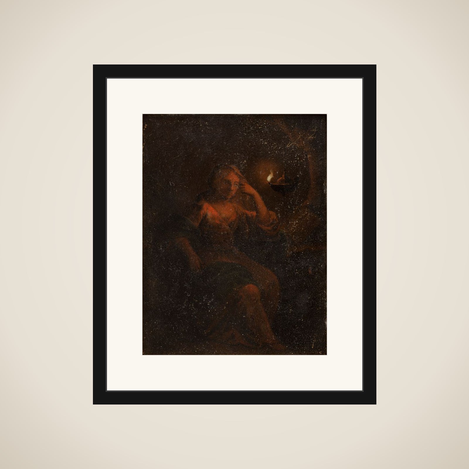 Siddende kvindefigur framed