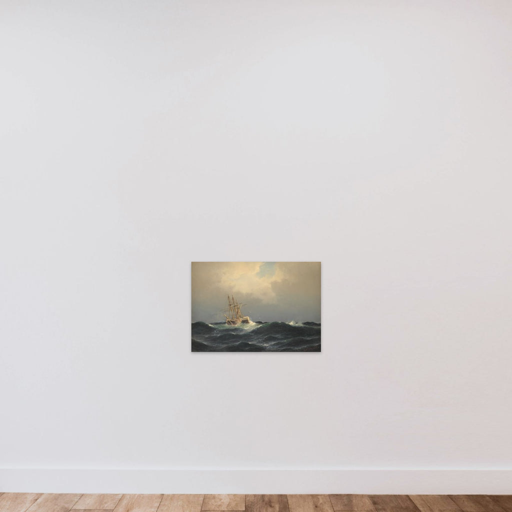 Et dampskib i en storm i Atlanterhavet unframed — shown to scale