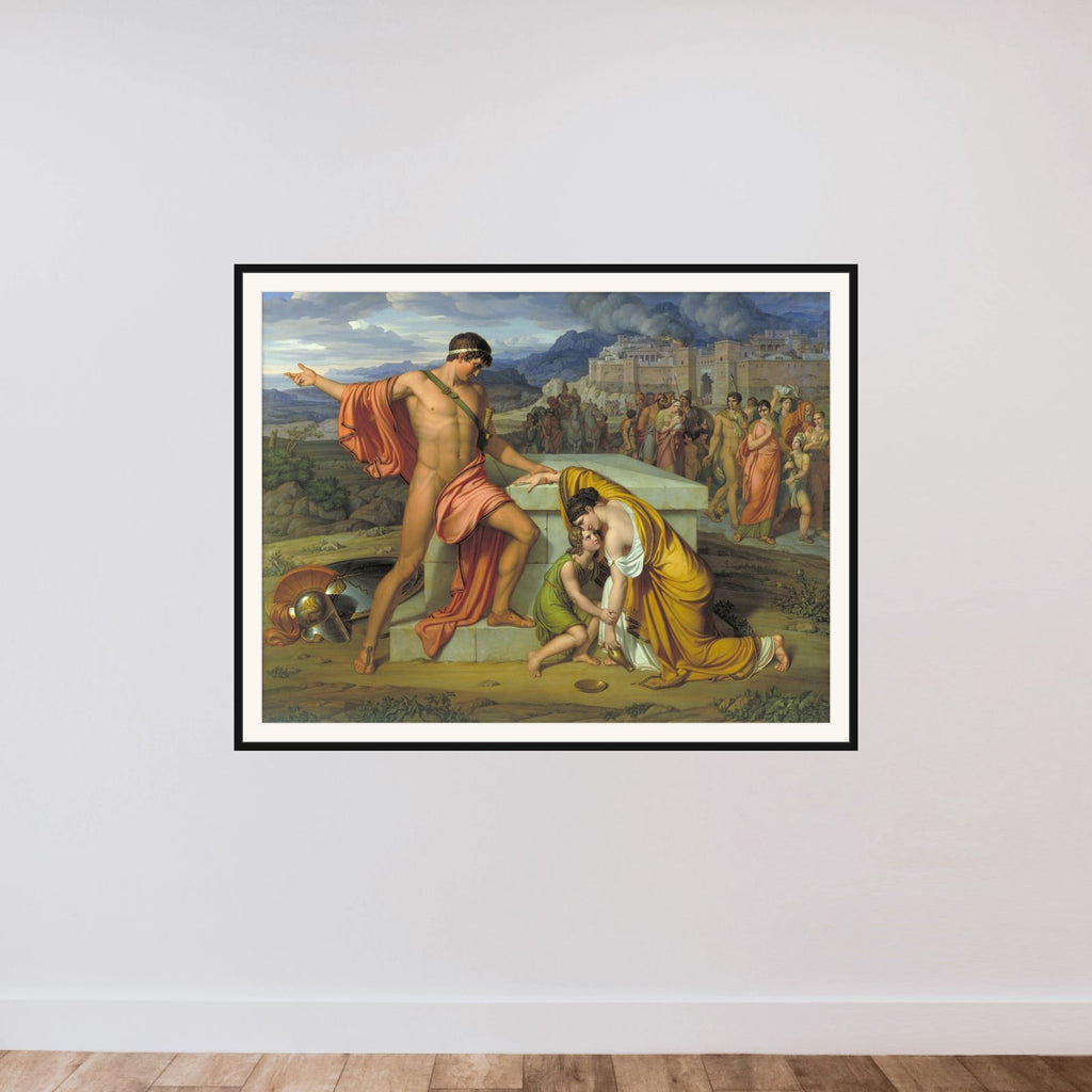 Pyrrhus og Andromache ved Hektors grav framed — shown to scale
