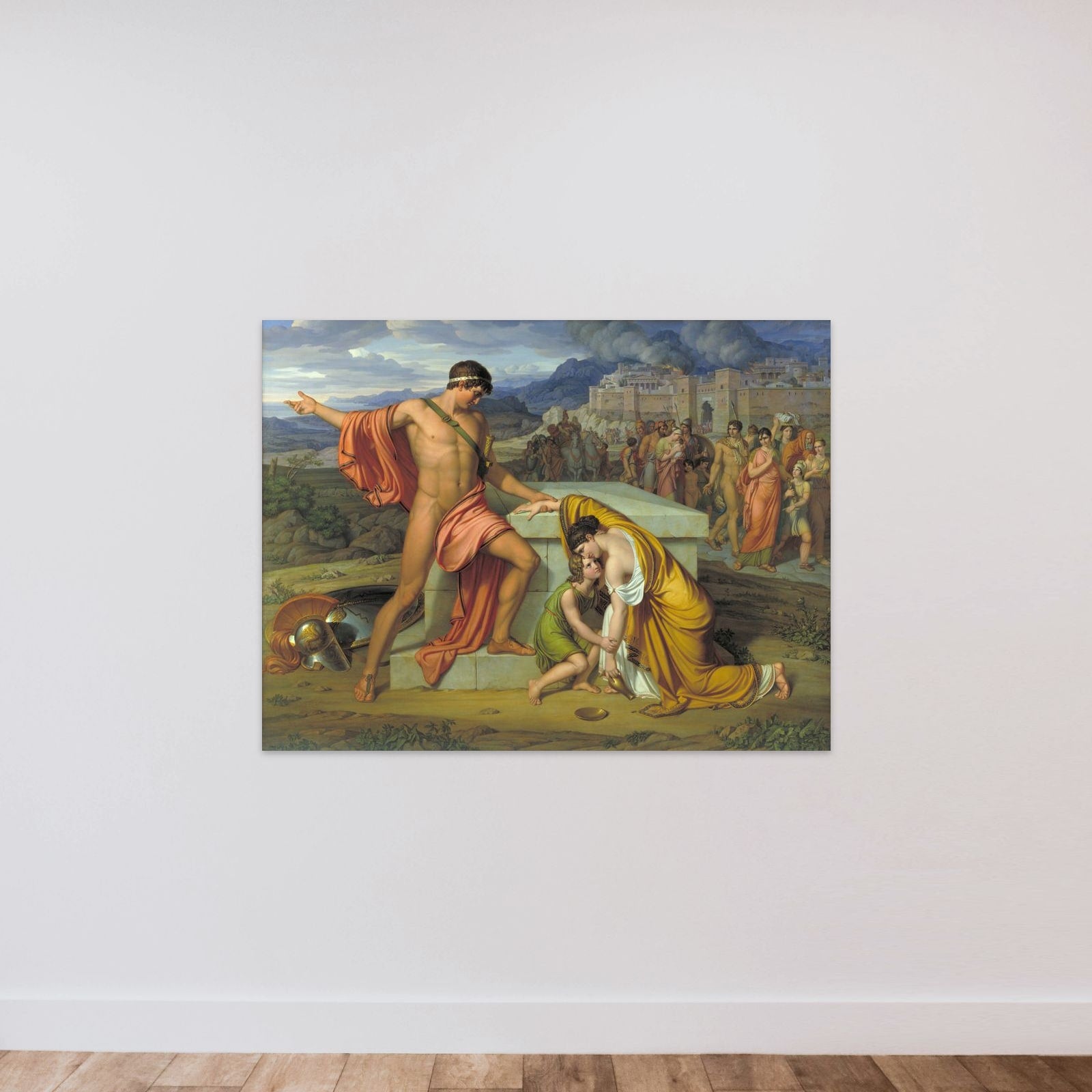 Pyrrhus og Andromache ved Hektors grav unframed — shown to scale