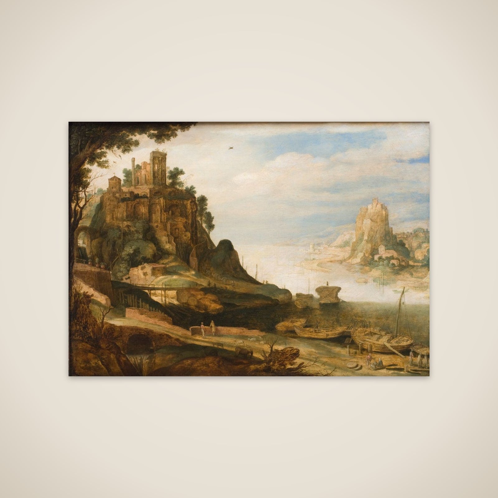Kystlandskab med det såkaldte Sibylle-tempel i Tivoli unframed print