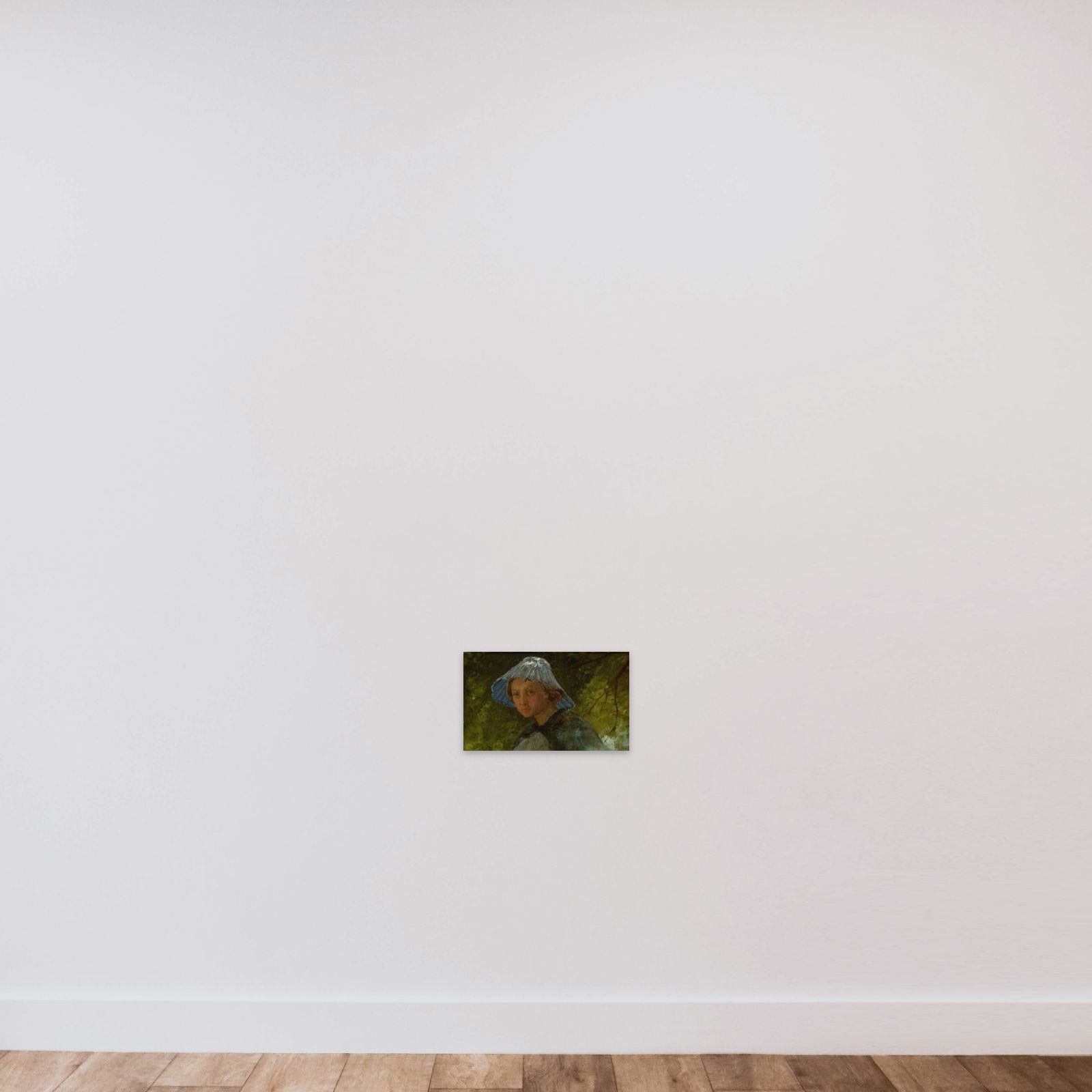 Fru Lina Frølich med solhat unframed — shown to scale