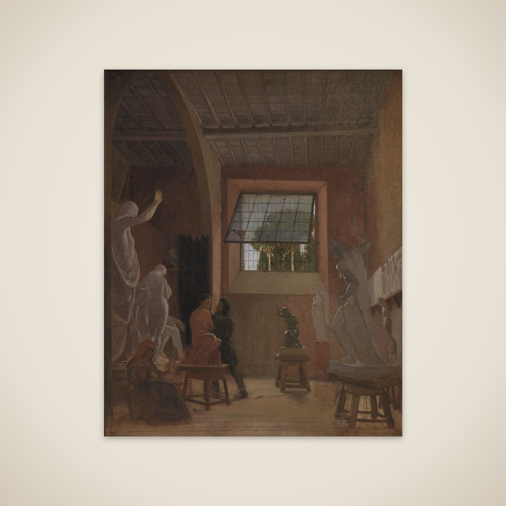 Billedhuggeren Jens Adolph Jerichau i sit atelier i Rom unframed print
