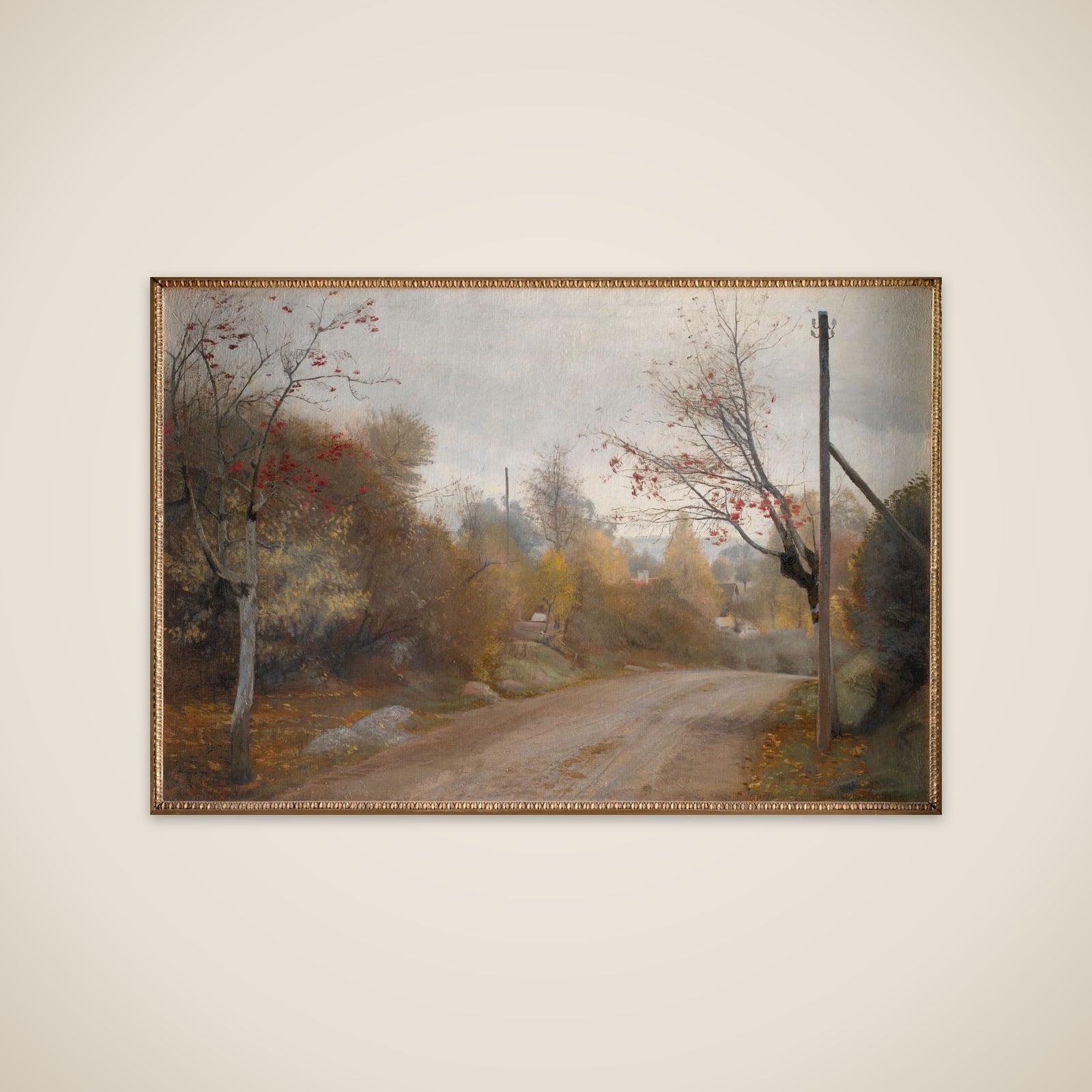 Landevejen ved Mogenstrup. Efterår unframed print
