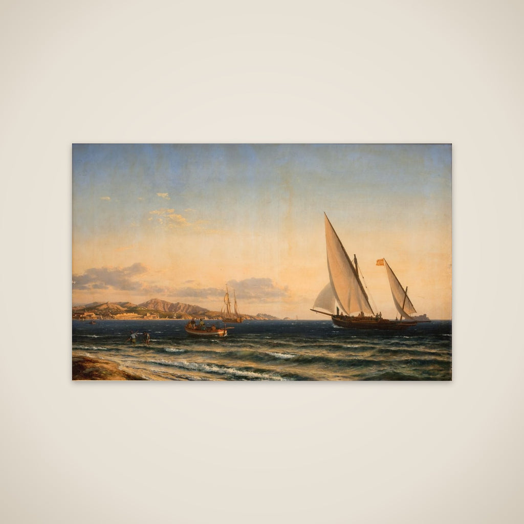 Aften ved Middelhavet. I baggrunden Marseille og øen If unframed print