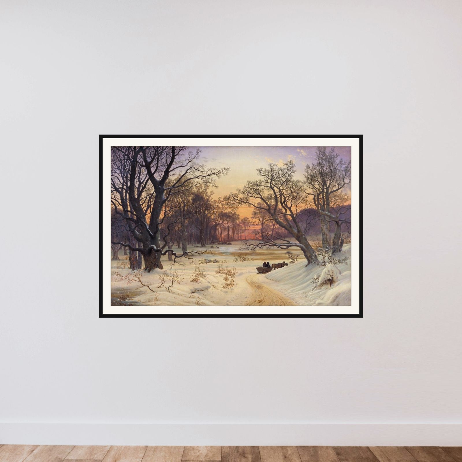 Vinteraften i en skov framed — shown to scale