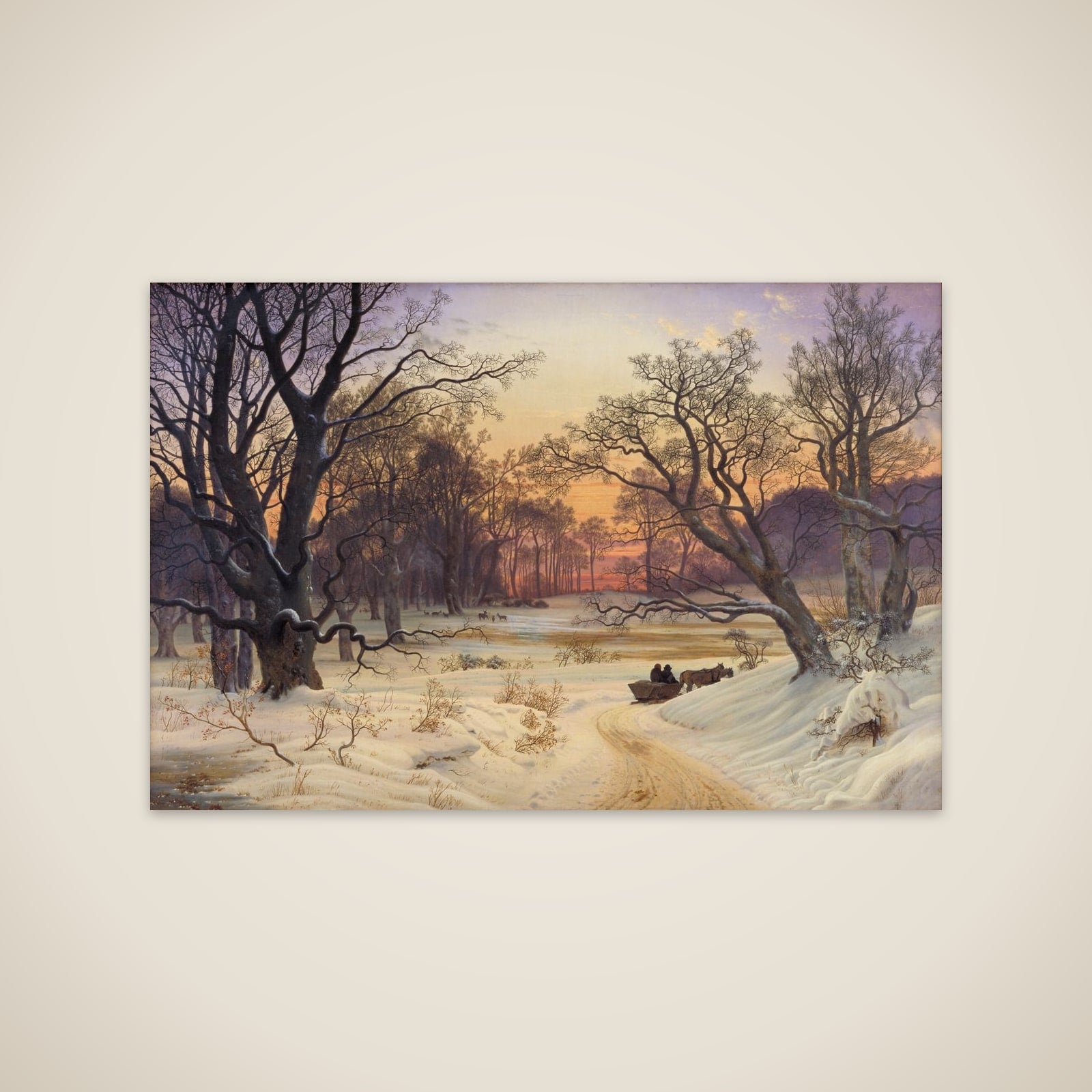 Vinteraften i en skov unframed print
