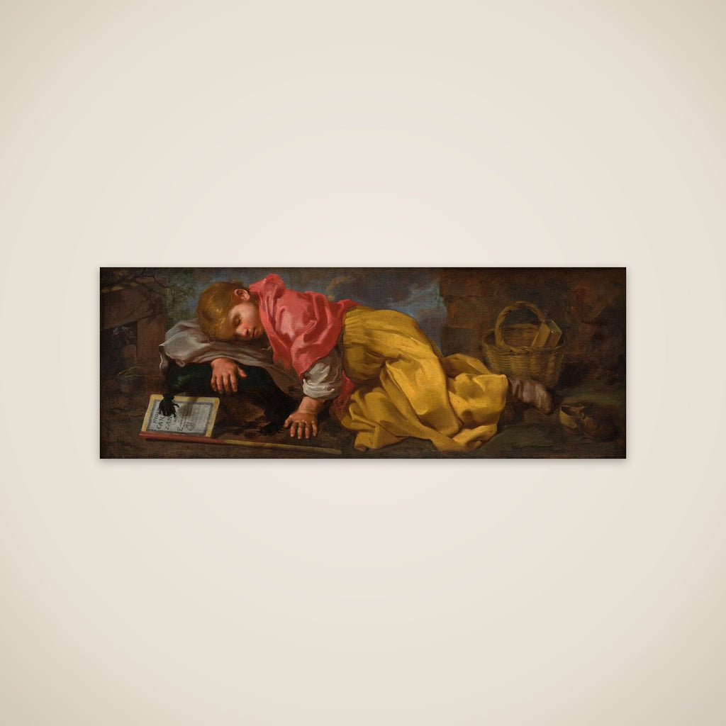 Sovende pige (dreng?) med sangbog unframed print