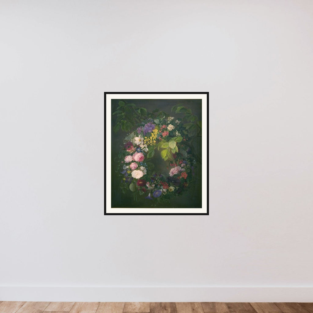 En blomsterkrans framed — shown to scale