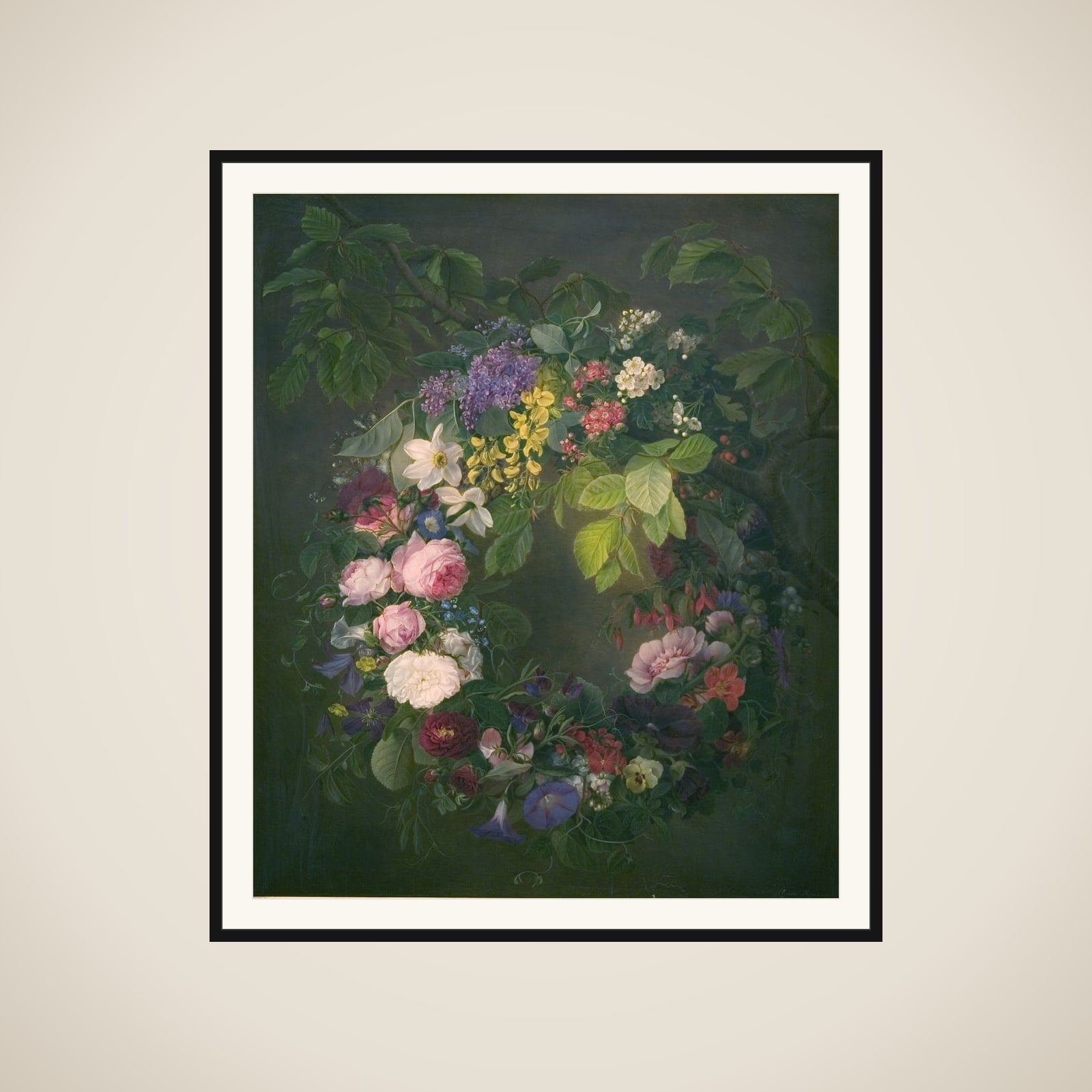 En blomsterkrans framed
