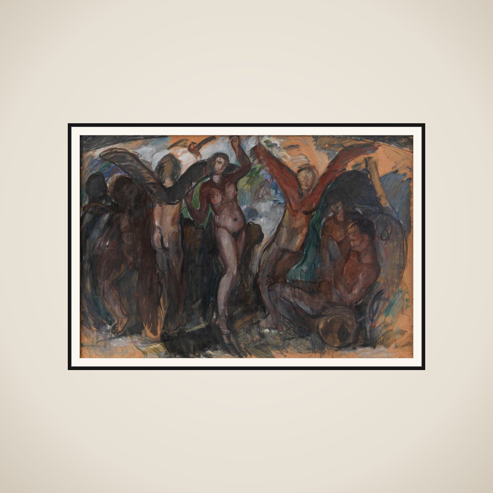Figurkomposition med bakkanter framed